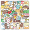 A collection of cute pink graffiti stickers featuring various food items and characters.
