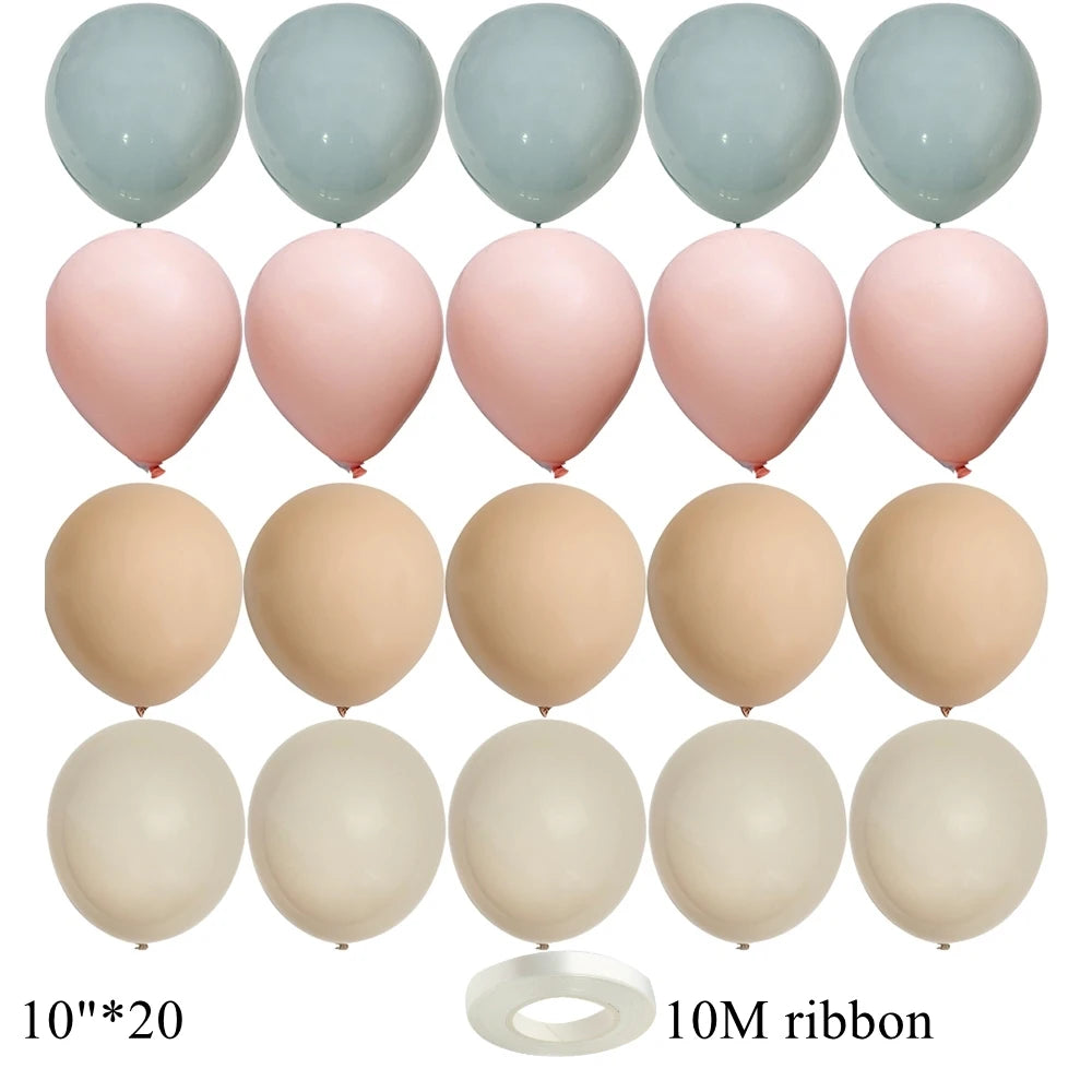 A set of twenty vintage blue latex balloons and a roll of 10M ribbon.
