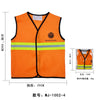 Safety orange vest with reflective stripes and an embroidered logo for a construction vehicle themed party