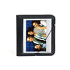 A black PU leather photo album with a clear window displaying several instant camera prints of smiling women.