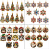 A collection of diamond art ornaments featuring Christmas themes like Santa, snowman, and reindeer pendants.