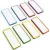 A collection of reusable magnetic dry erase labels and stickers in various colors and shapes.