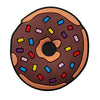 A brown doughnut charm with colorful sprinkles, designed for Crocs and slides.