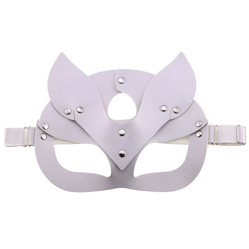 A light purple elegant fox masquerade mask with an adjustable strap.