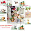 Animal theme cake toppers set featuring various jungle and safari animals like elephants monkeys and lions