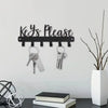 Black wall-mounted metal key holder with hooks displaying the text Yes Please