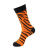 Orange and black tiger print crew socks for men