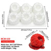 White silicone mold with six cavities for raspberry mousse or dessert baking