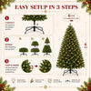 Classic Green Artificial Christmas Tree with Dual-Color LED Lights and Metal Stand