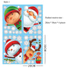 A set of four festive Christmas window stickers featuring a snowman, deer, and Santa Claus in various poses.