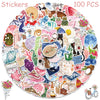 A circular arrangement of 100 watercolor dairy stickers featuring various animals, food items, and decorative elements.