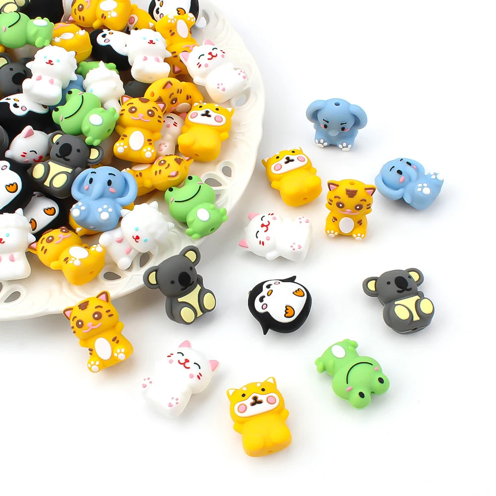 A collection of colorful 3D silicone plant beads in various shapes and colors for jewelry making and DIY crafts