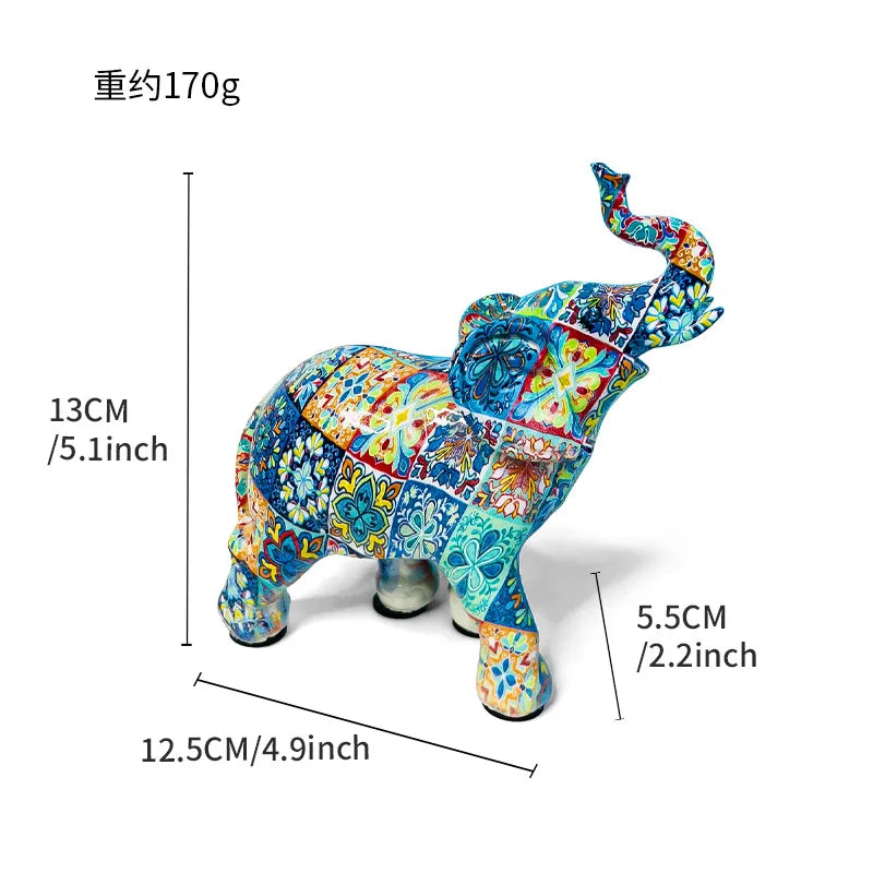 Colorful Elephant Resin Figurine for Home Decor