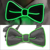 A black bow tie accessory with bright green LED wire outlining the edges.