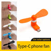 Orange Type-C phone fan shown in various colors and angles