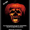 Poster for Halloween II featuring a carved pumpkin skull in orange and black tones.