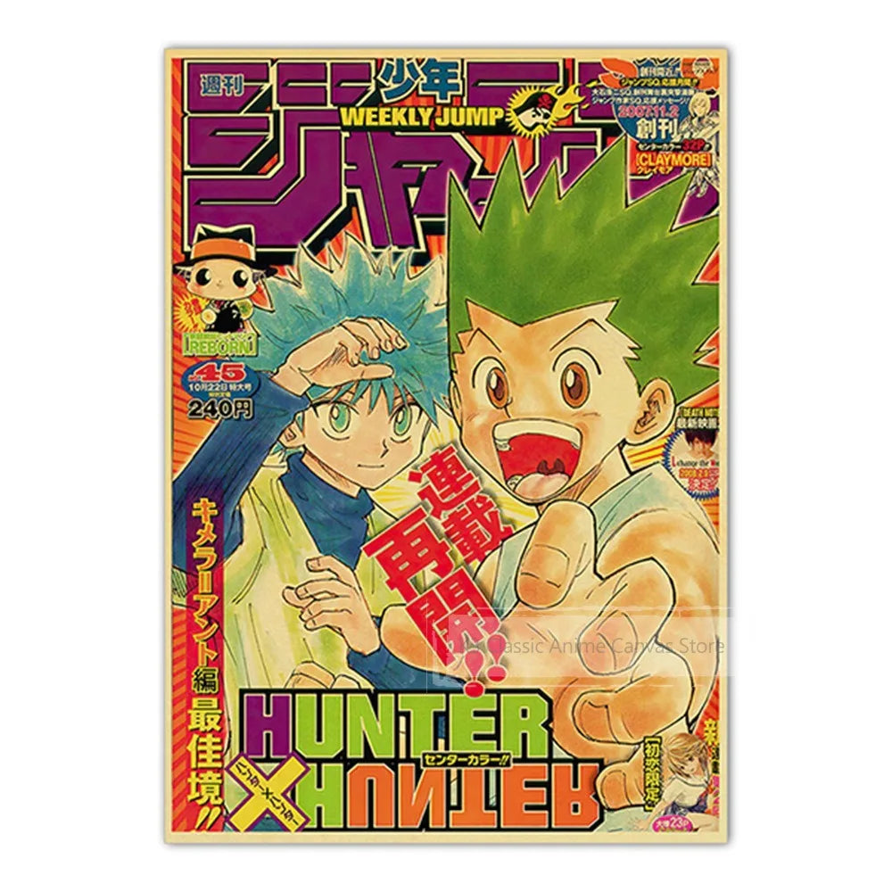 Anime Kraft Paper Posters featuring characters from JoJo, Jujutsu Kaisen, and Demon Slayer