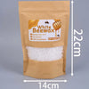 A brown paper bag containing 200g of white beeswax pellets for candle making.