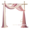 Elegant chiffon fabric drape in beige pink blush pink and mauve used for a wedding arch backdrop