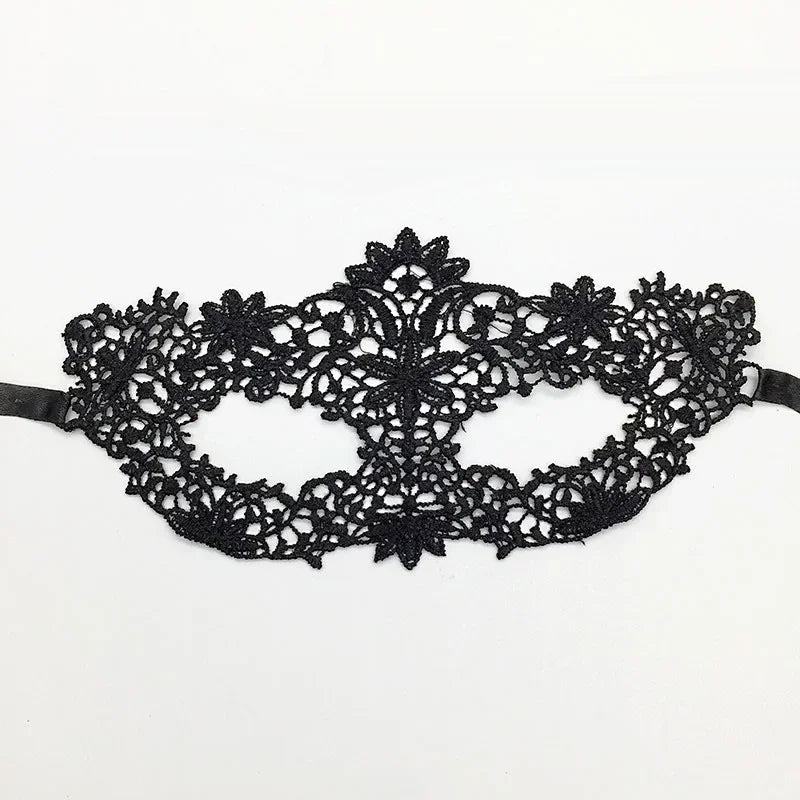 Elegant black lace half face mask for masquerade and costume parties