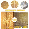 Upgrade birch tree lights showing a comparison between 144 LEDs and other 24 LEDs