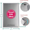 A rectangular silver tin wall sign with four corner mounting holes and smooth rounded corners.