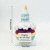 Handmade crochet positive potato doll with a yellow hat and colorful body featuring an inspirational birthday message