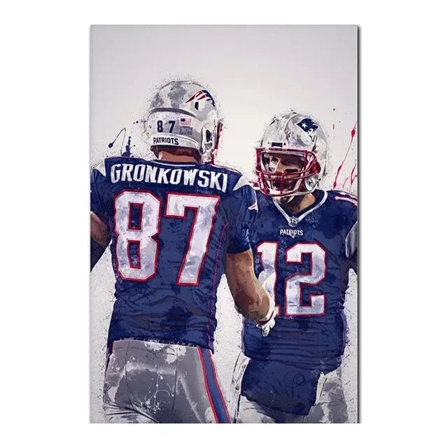 Abstract Football Player Canvas Wall Art