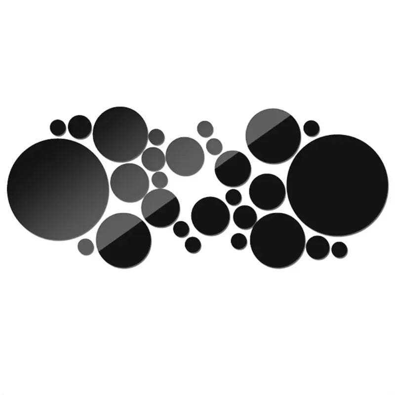 Black and gray polka dot pattern made of circular acrylic mirror stickers