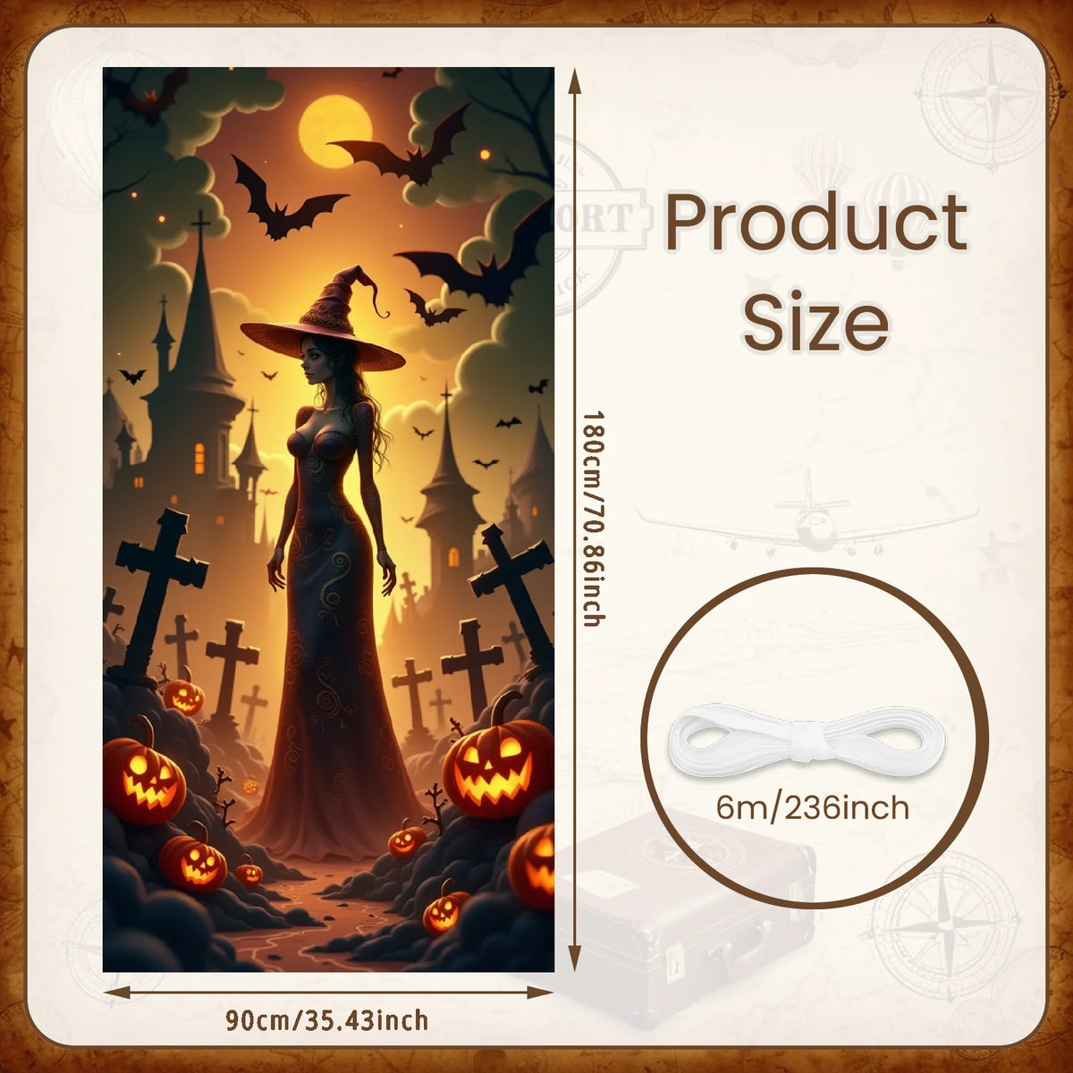 Large Halloween Witch Door Banner with Classic Spooky Design