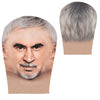 A double-sided full face balaclava mask shown on a person's face and a separate hairpiece.