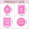Four silicone frame molds in pink for chocolate clay and crafts with various decorative shapes