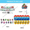 A set of 18 acrylic cake toppers featuring various characters and designs for a happy birthday celebration.