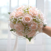 Elegant Silk Rose Bridal Bouquet with Baby's Breath