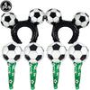 Six black and silver standing soccer balloons for party decor
