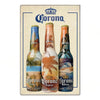 A vintage bottle label for Corona Extra beer, featuring palm leaves and a crown logo.