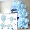 Pastel blue balloon arch kit including balloons and accessories for parties and showers