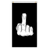 A hand pointing upwards against a black background.
