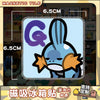 A glossy blue acrylic fridge magnet shaped like a Pokémon with large ears and an angry expression.