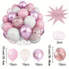 A set of pink and white balloons for celebrations, including various sizes and quantities.