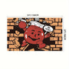 A red cartoon character wearing a white cap and shouting OH YEAH on a brick wall background.