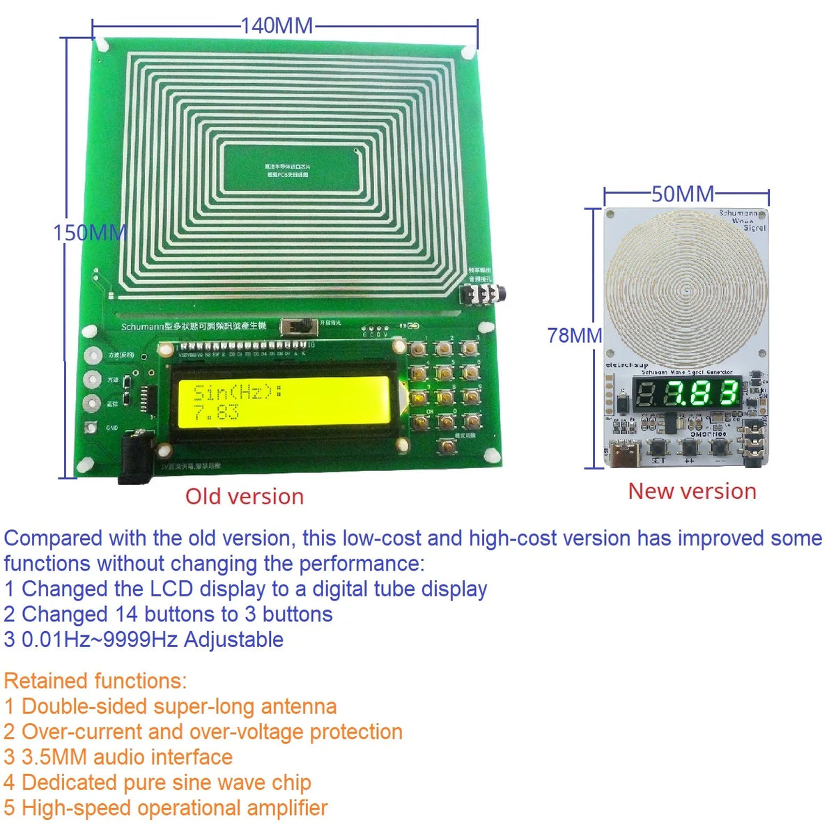 Comparison of an old and new version of an adjustable Schumann Resonance Signal Generator device