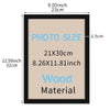 A rectangular wooden photo frame with a black border and light beige background, measuring 9.05 inches by 1.5 cm.