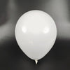 A single, smooth white latex balloon is shown against a dark background.