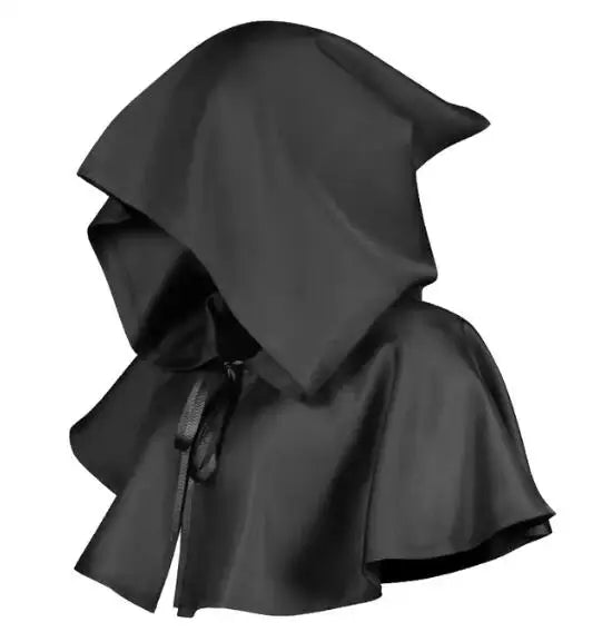 Black sheer chiffon cape with a tie closure for costume wear
