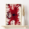 Canvas wall art featuring a stylized, blood-red and white design with elements inspired by Hunter x Hunter characters.