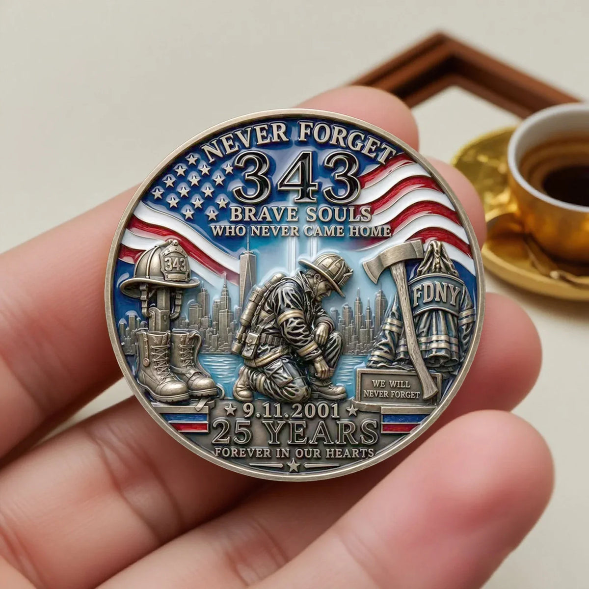 9/11 Memorial Coin – Honoring 343 Fallen Firefighters