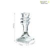 Elegant clear glass pillar candle holder with a square double ring design