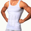 A muscular man wearing a white seamless compression tank top for waist and core shaping.