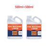 Two bottles of fog machine liquid, 500ml each, labeled for use with water based machines.